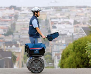 USPS worker on a segway